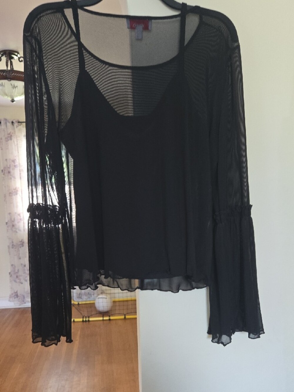 BONGO Black Sheer Layered Camisole with Bell Sleeves - Picture 3 of 4